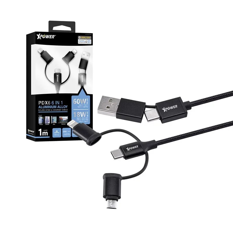 XPower 60W 6in1 Cable - Black - Tashqila XPower 60W 6in1 Cable - Black - Tashqila